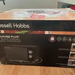 Black Russell Hobbs microwave, used but like new. Packed and ready to go asap. Pick up E1 (Brick lane)