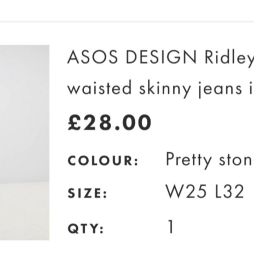 new asos ridley skinny Jean's size 6 waist 25 length 32