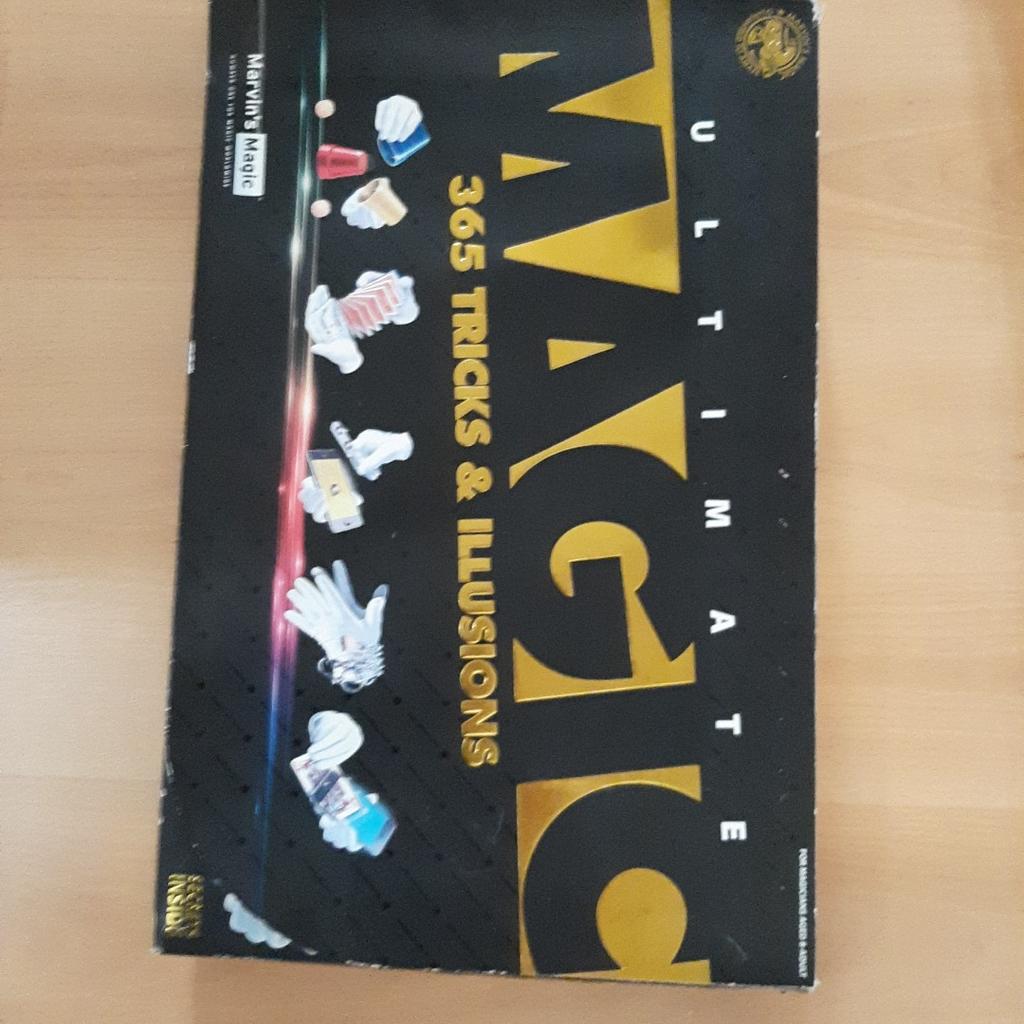 A massive box of 365 tricks and illusions in this Ultimate Magic set
For magicians age 8 - adult
Cellophane wrapper removed and minor damage to outer box but contents intact and in new condition
From pet and smoke free home