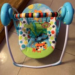 This is like new condition. Hardly used as bought for grandson. Button on side makes chair swing
