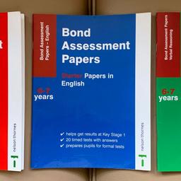 11 Plus Bond Starter Papers (like new) for Age 6-7 - English, Maths & Verbal Reasoning

Vintage books no longer available and great for structured preparation for 11+ grammar and senior school exams.

Used but in like new condition with no writing on any pages.

Thanks for looking at our items. We are raising money for Cancer Research UK by finding new homes for our daughters new and pre-loved toys, games and books.

All proceeds will go 100% to Cancer Research UK - in the current times of recession, we just want to make sure these items find new children and benefit a charity very close to our family.

So please buy with confidence from a pet and smoke free home.