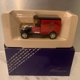 This excellent replica of a 1920s Royal Mail Model T Ford van is in a sealed case within its box.

From the Royal Mail Millennium collection of miniature die-cast vehicles.
OR
collect from Old Hall, Warrington (near Gulliver's World)
(01925) 630418