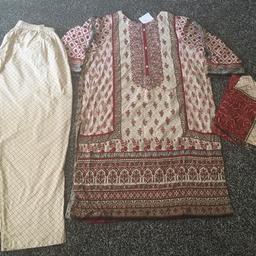 Brand new with tags ladies Pakistani lawn suit size XLarge. Embroided shirt printed trousers and dupatta. Can collect or post.
