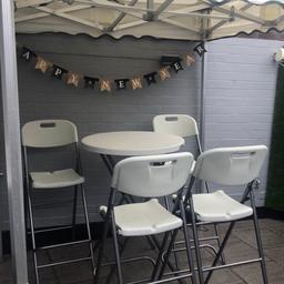 Only used once
still got wrappers on
4 x tall stools and round table
Indoor/outdoor use
Colour is light grey/white plastics
These are heavy duty ones for shows
Grab a bargain
NO OFFERS
Collection only bl4 area
within 3 days or relist