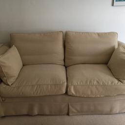 Large 3 seater Sofa
80” long x 41” Deep.
Excellent condition. Warm and comfy.
Removable covers
Cream/Beige.
Fire labels attached (see 2nd Pic).

Collection ONLY. Studley