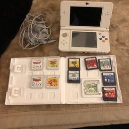 Nintendo 3Ds in brilliant condition no scratches or chips, comes with charger and games
5 games are 3D
Donkey kong country returns
Disney Planes
Rayman origins
Super mario maker
New Yoshis Island
Also 6 original DS games
All together 11games