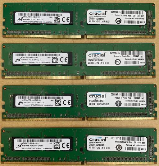 Buy & Sell West London Yeading - West London - Photos for 4x 4GB Crucial DDR4 QUAD-Channel 2133MHz RAM