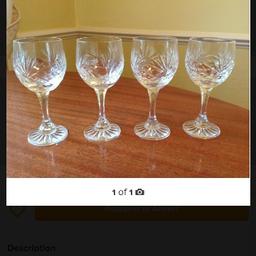 This set of four aperitif glasses are cut glass crystal and in excellent condition