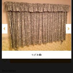 These grey and off white swirl design curtains are ideal for a bedroom or living room and come complete with pelmet, tiebacks and metal rail complete with fixtures and fittings. They are 50% cotton and polyester and measure 90 inches by 54 inches. The raill is extendable and retractable to fit.
