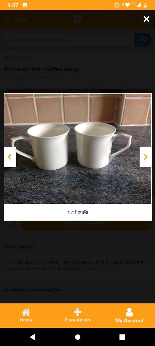 Buy & Sell West Yorkshire Leeds - Photos for 2 Sainsbury's porcelain tea or coffee mugs