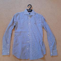 Ralph Lauren Polo, blue and white striped shirt, size 2, will fit a size 6, half price, bargain at £8.00.

Can deliver if local, may consider further at an extra cost.