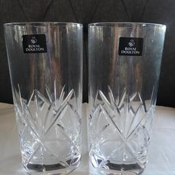 Genuine crystal Ball glasses , sale in a pair , no crack , no chip , no mark , vintage pattern kept in cabinet over 20 years