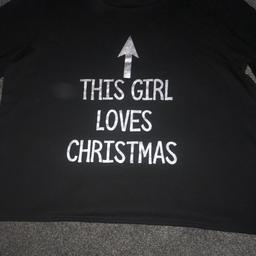 This is a lovely, worn twice, ladies Christmas jumper from Matalan, in black size XL, with 3/4 sleeves and the words “this girl loves Christmas” with an arrow pointing upwards, in silver.

I would say a good 16, possibly an 18

In great condition with lots of life in it, will need a wash to freshen it up as it’s been in storage for a while.

Any questions please ask 🙂

Pick up from OL9/North Chadderton area of Oldham.