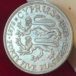 45 piastres 1928 CYPRUS silver