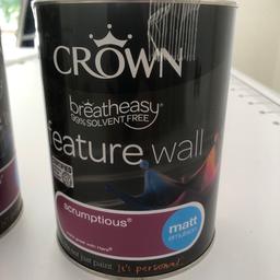 Sold.

Crown, Breatheasy, ‘Feature Wall’ Matt Emulsion, w1.25 ltrs.

Colour: Scrumptious (It’s a shade of Purple)

Bought, but then never used.

***** Price is for one tin. *****
I have two tins for sale.

Items now sold.