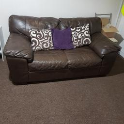 brown leather 2x two seater good condition COLLECTION ONLY 