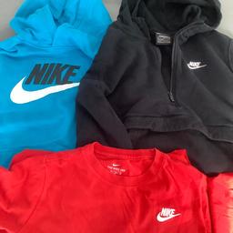 Boys Nike XL (158-170cm) Tops
I am selling two hoodies (one black and one blue)and one red  T-shirt
All good condition

Collection only from DY5