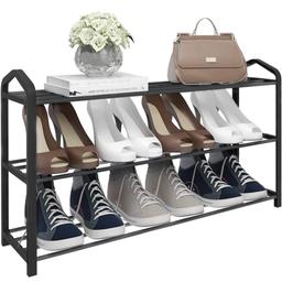 WOLTU 3 Tier Shoe Rack Standing Storage Organiser Shelves for 12 Pairs Shoes For Living Room, Hallway, Metal Black 
Measurements included in picture
BRAND NEW
UNOPENED 
NO LONGER NEEDED