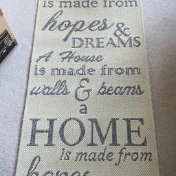 Carpet runner from Next in good condition from smoke & pet free home.
‘A house is made from walls & beams. A home is made from hopes & dreams’.
Dimensions: 67x300cm
