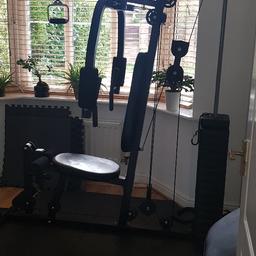 multi gym. hardly used, with bars, rope, kettlebell 8kg, hand weights, Dip Bar, sit up bar and mats please collect