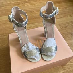 Silver sequinned block platform heeled sandals, disco style.
Only worn once.
Brand FAITH
Size UK 4/37

Collection only please.
Thank you for looking.