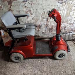 Pride Victory Mobility Scooter. Selling for repairs or spare parts.
Or take it as is for £30. Comes with charger, It powers up when on charge but no power to it off charge. I've not had the time to check what the problem is. Could be an easy fix for someone. Brand new ignition barrel and key. Price dropped to £30