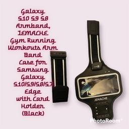 Galaxy S10 S9 S8 Armband, JEMACHE Gym Running Workouts Arm Band Case for Samsung Galaxy S10/S9/S8/S7 Edge with Card Holder (Black)