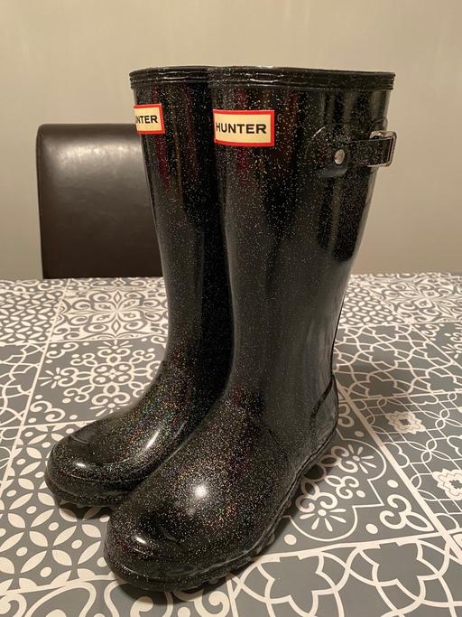 Buy & Sell County Durham Willington - County Durham - Photos for Hunter Girls Black Glitter Wellington Boots