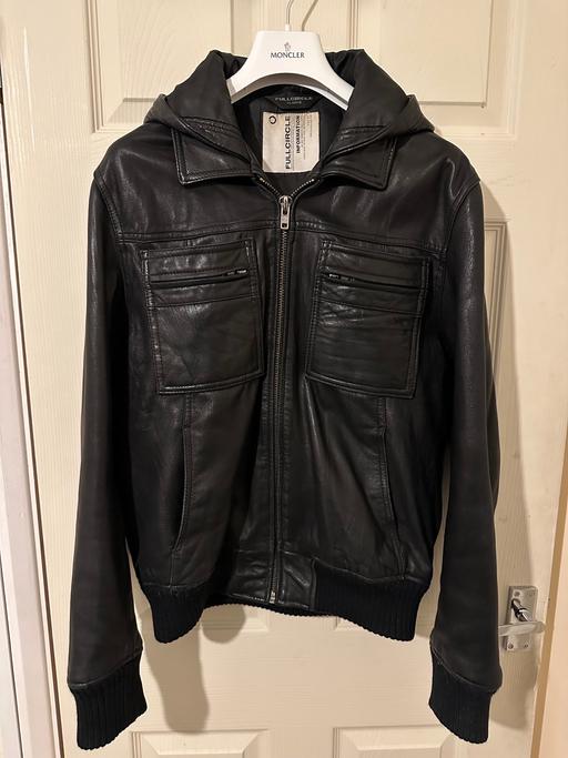 Buy & Sell East London - Photos for Men’s Full Circle Black Leather Jacket, hood