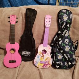 PRINCESS UKULELE  , 6 STRING , WITH CARRY CASE .
MAHALO , UKULELE  , 4 STRING , WITH CARRY CASE , 
BOTH ITEMS FOR £14.00
COLLECT OR I CAN POST IT TO YOU