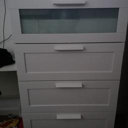 2 sets of Ikea white drawers with 4 drawers in each.
Collection only from Normanton
Both for £80 no offers
70cm wide by 40cm deep by 123cm high
Need collecting asap