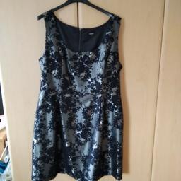 fully lined silver and black lace look dress see second picture