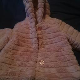 girls nutmeg childs coat Age 12_18 months pink fury coat button fastening nice warm winter coat with hood collection only bb26dh