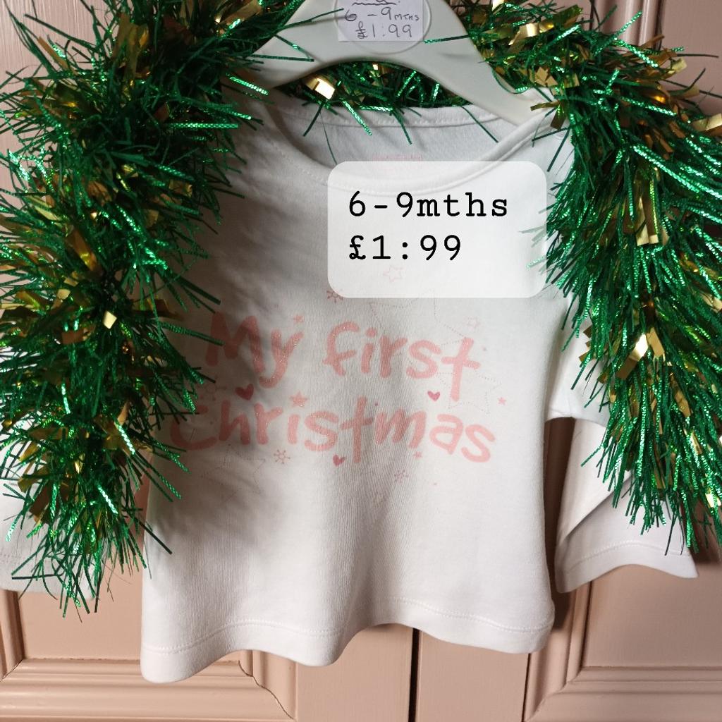 ASSORTMENT OF BABY+ CHILDRENS XMAS CLOTHES. PRICES + SIZES ON THE PHOTOS.