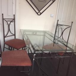High quality dining table set
Dining table
3 chairs
2 side tables
Wrought Iron frame
Glass table top
Excellent quality and condition
Collection only
Sw1v pimlico
Fantastic stylish design