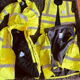 PPE waterproofs, new condition, couple of storage marks. Job lot. Offers. May sell separately. BODY WARMER SOLD. MEDIUM COAT SOLD.