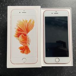 Rose Gold IPhone 6s 32G
Please see attached photos for slight marks on the phones sides, the screen is perfect no chips or cracks.
Perfect for a first phone for a child.

UNLOCKED.
In original box.
No charger. No earbuds.

Delivery is by Royal Mail Guaranteed Next Day By 1pm.