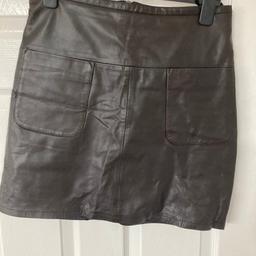Dark brown leather mini/midi skirt. Only worn once. Has been in storage