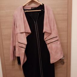 Schwarzes elegantes Kleid von Marc Aurel mit passender Jacke in Altrosa von One
