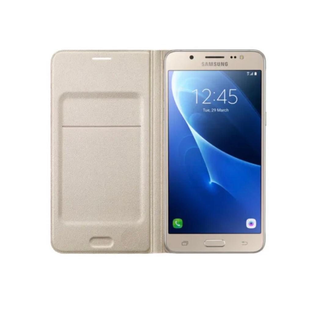 Genuine Samsung FLIP CASE GALAXY J5 6 2016 SM J510FN smart phone cover original

Genuine Samsung Galaxy J5 SM-J510FN Flip Case

Manufactured by Samsung in sealed retail packaging.

Replaces the back cover of the Samsung Phone.

PLEASE NOTE:
THIS CASE IS FOR THE J5 J510FN 2016 MODEL, IT WILL NOT FIT J5 J500FN 2015 MODEL
Go to Settings > About Phone, and scroll down until you see ‘model name’.
The original Galaxy J5 will be called just that, while the 2016 model will be called ‘Galaxy J5 (2016)’.

Protect your Samsung Galaxy J5 2016's back, sides and screen from harm while keeping
your most vital cards close to hand with the official flip wallet cover in gold from Samsung.

Official Samsung accessory made for the Galaxy J5 2016
Provides comprehensive protection for your phone and the screen
Smart wake/sleep enabled
Slimline and durable construction
Slot for storing ID or credit car
Replaces the back cover of the Samsung Phone