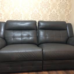 3 Seater & 2 Seater grey  leather sofa's in good condition. three seater recliner doesn’t open maybe an easy fix very comfy will consider swapping for a small corner