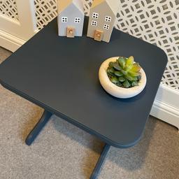 A useful table which has been newly painted in 'Bewitched' by Bunty's Paint.  The table has been waxed for extra protection.
Measurements:- 37cm wide, 35cm deep and 46cm tall.