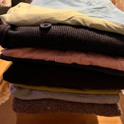 Bundle of clothes for a 13 year old boy, includes 3 summer shorts, 2 warm jumpers, one swimming shorts, one shirt and one smart jacket, all in very good condition, mostly from next and Zara, collection only
