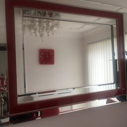 42-32 in red glass mirror comes for smoke and pet free home