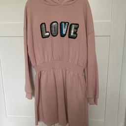 Girls river island hoodie jumper dress aged 11/12 in excellent condition only worn once