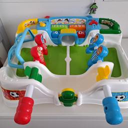 Great fun football table for younger children. ont goal net is missing but doesn't affect the play. comes with ball.