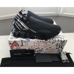 Dolce&Gabbana Black Sorrento Sock Knit Melt Sneakers Trainers - Made In Italy