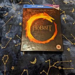 The Hobbit blu ray extended edition box set. Contains the three films in the Hobbit trilogy plus bonus disc for each film. kept in great condition (minor peeling on the back of the box and minor marks/dents in the box). Collection or delivery at buyers cost. Offers accepted on multiple items.