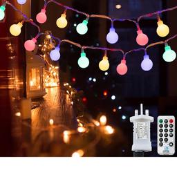 Brand new 

Globe String Lights Mains Powered, 15M/49ft 120 LED Fairy Lights Plug in Waterproof, 8 Modes String Lights for Outdoor/Indoor, Patio, Bedroom, Garden, Party, Christmas Decorations (Multi-Coloured)