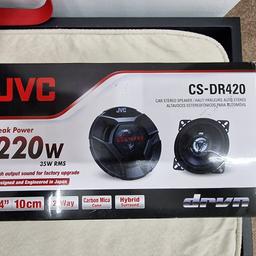 BRAND NEW JVC CS DR420 4 INCH SPEAKERS 

CHECK SPECS ON GOOGLE 
GRAB A BARGAIN

VERY POWERFUL

COLLECTION FROM KINGS HEATH OR CAN DELIVER LOCALLY

CALL ME ON 07966629612 FOR MORE INFORMATION 

CHECK MY OTHER ADS FOR SUBS, AMPS, WIRING KITS, STEREOS, ALL SIZE OF SPEAKERS, TWEETERS ETC